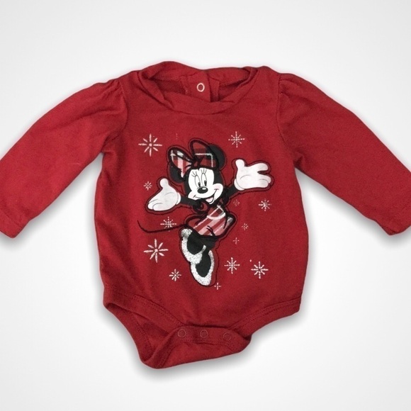 4/$20🥳 Disney Minnie Mouse Red  Long Sleeve Onesie - Picture 1 of 3